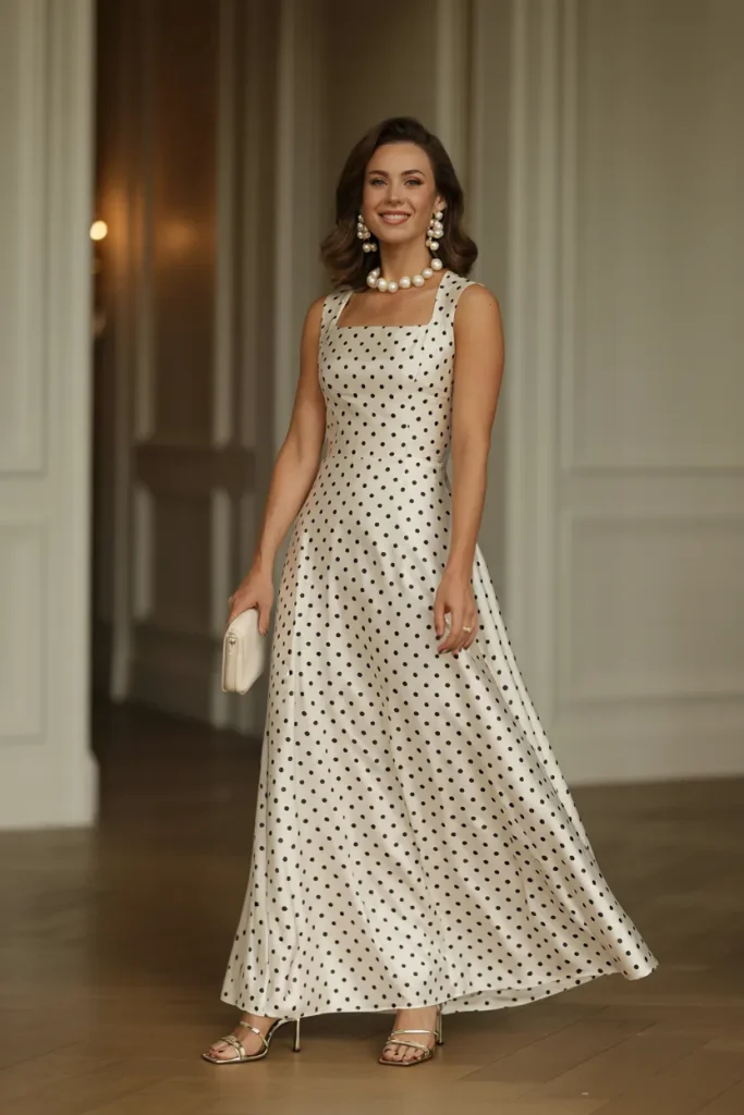 Square Neck Long Polka Dot