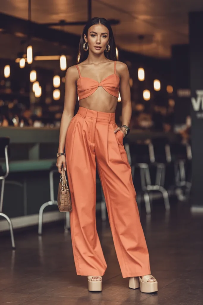 Statement Crop Top High Waist Pants