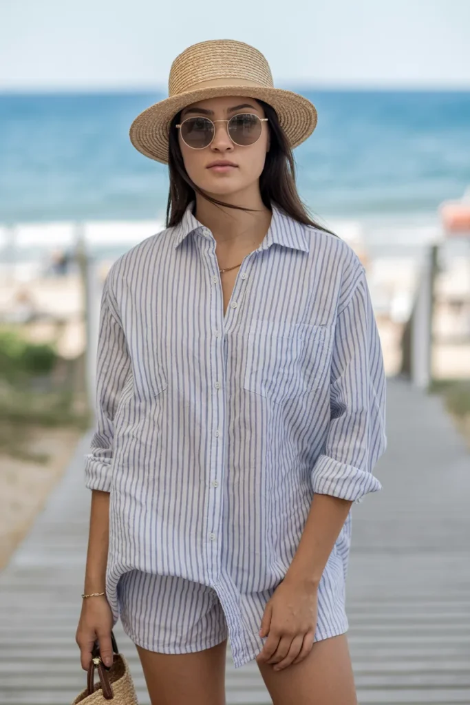 Striped Linen Button Up Shirt