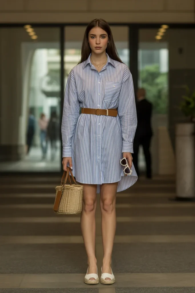 Striped Shirt Dress with Espadrilles