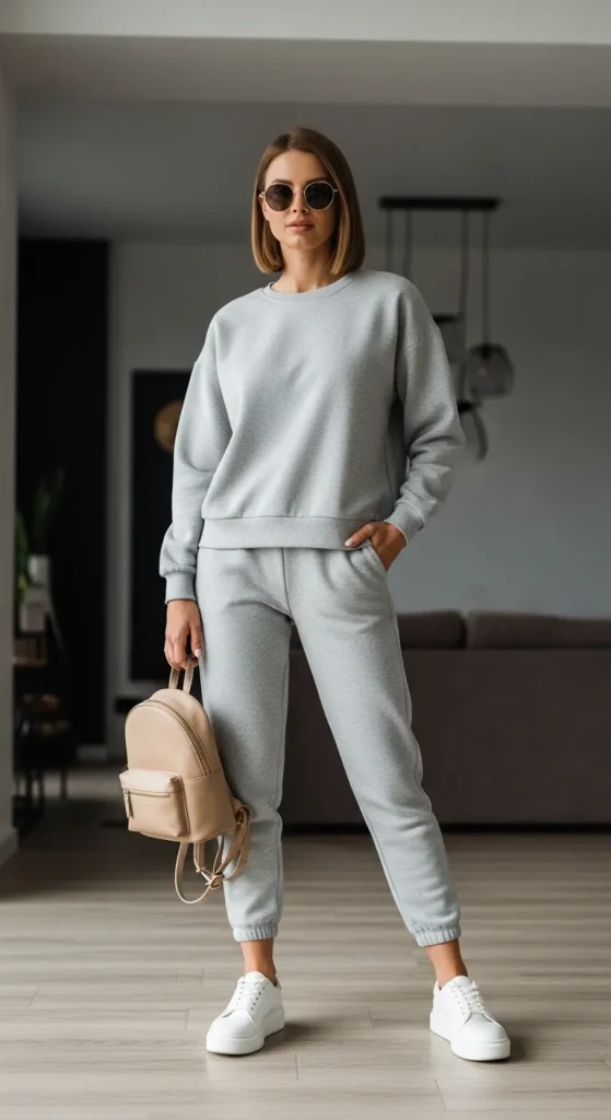 Sweatshirt with Jogger and White Shoes – Airport Outfit