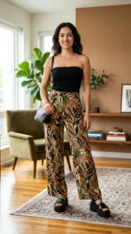 Tank Tube Top with Printed Pant and Platform