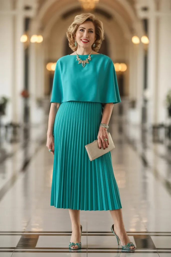Teal Pleated Elegance