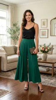 Thin Strap Top with Palazzo and Clutch