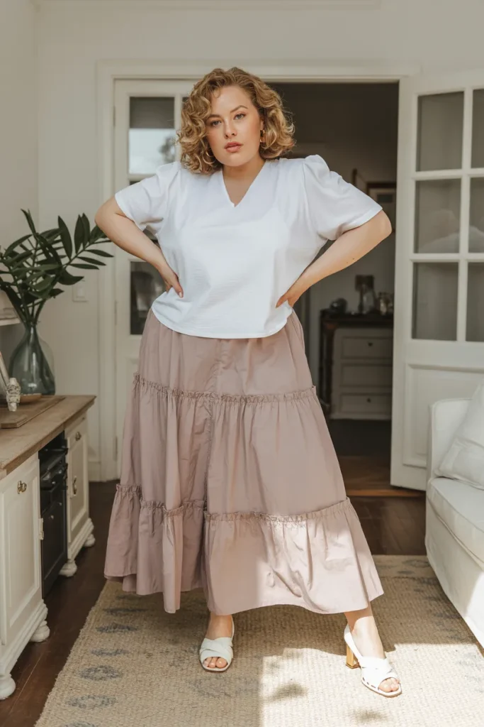White Top with Frill Skirt