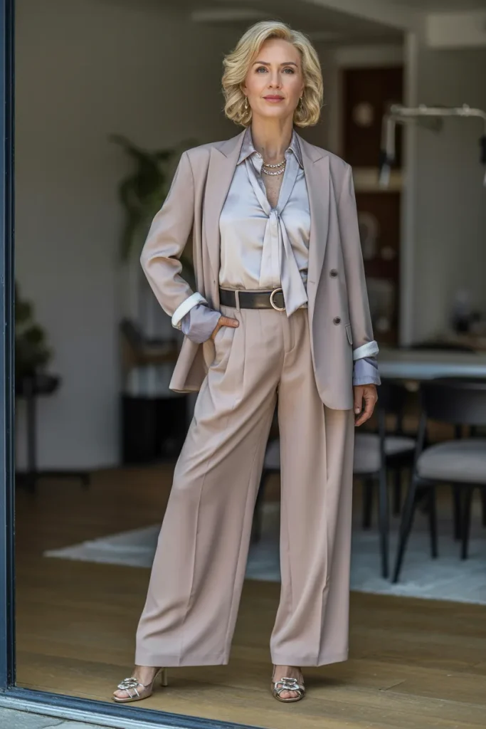 Wide Leg Pants with Fitted Blazers