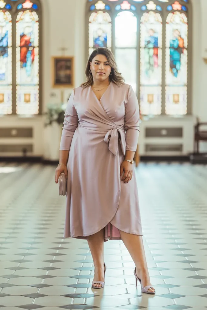 Wrap Dress with Low Heels
