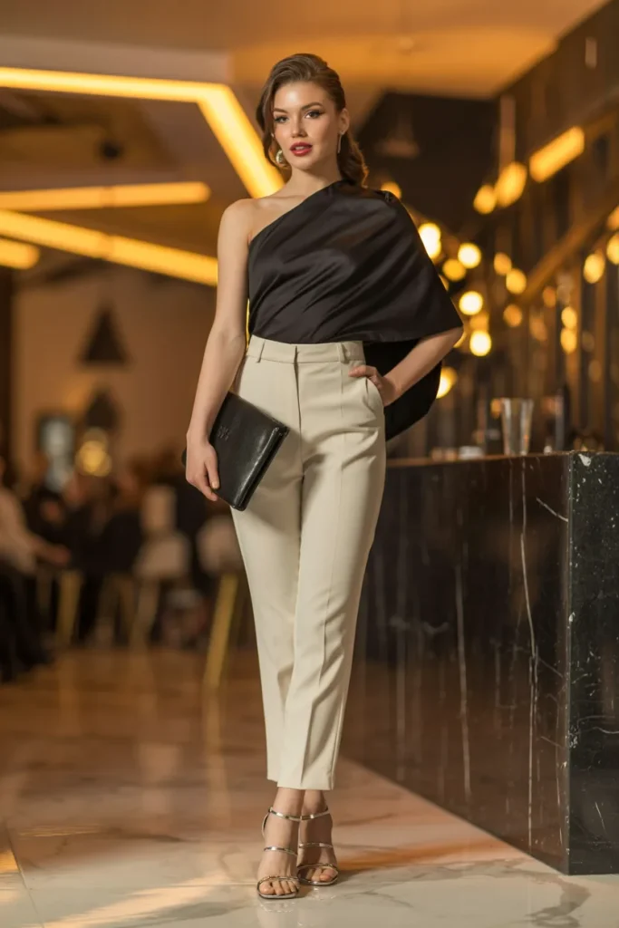Black One Shoulder Chic Look
