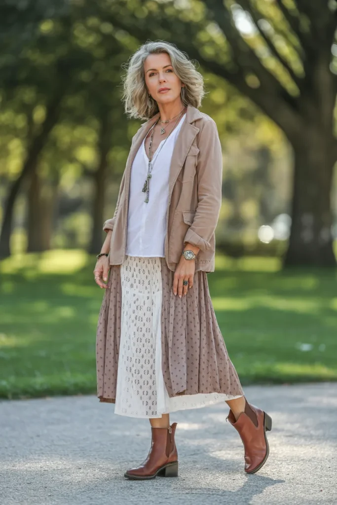 Boho Style Outfit with Ankle Boot