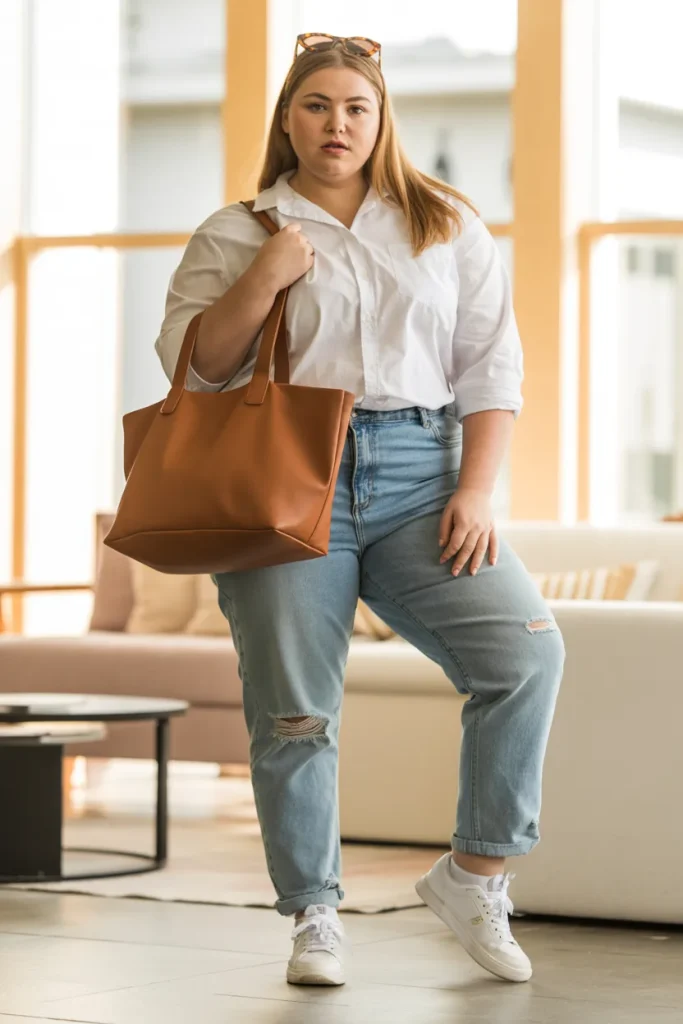 Button Down Shirt with Distressed Jeans