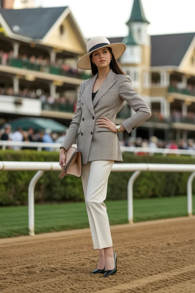 Celebrity Inspired Blazer with Dress Pant and Derby Style Hat 1