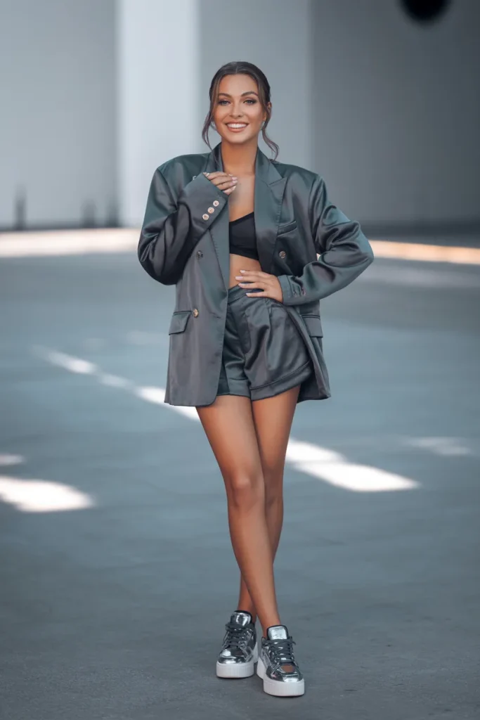 Celebrity Inspired Sport Jacket with Shorts