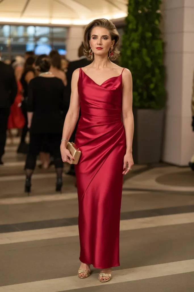 Classic Red Satin Gown