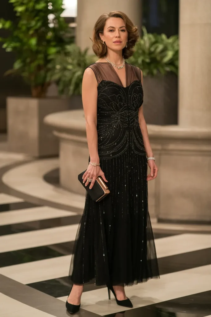Classy Black Beaded Gown 1