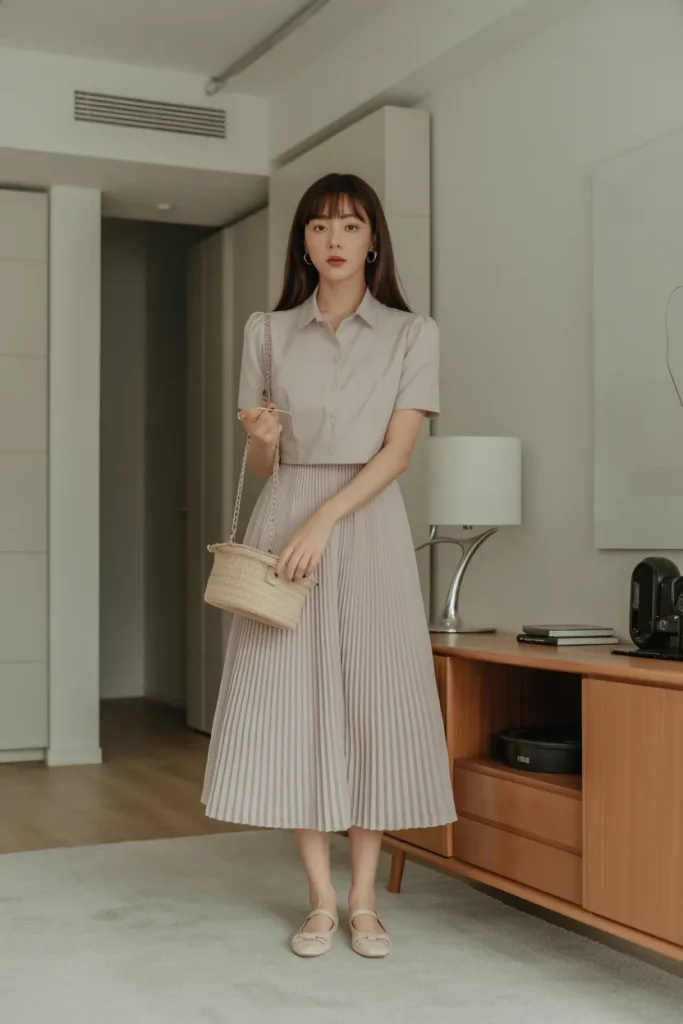 Classy Midi Dress with Ballet Flats