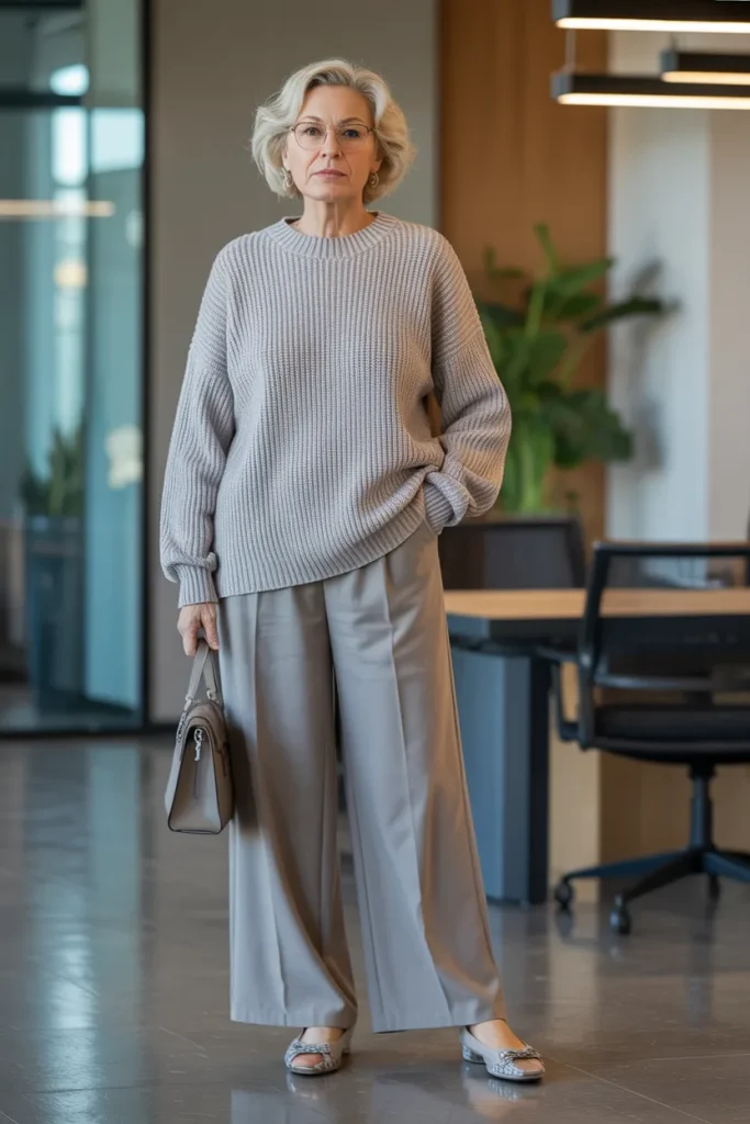 Comfortable Sweater with Wide Leg Pants