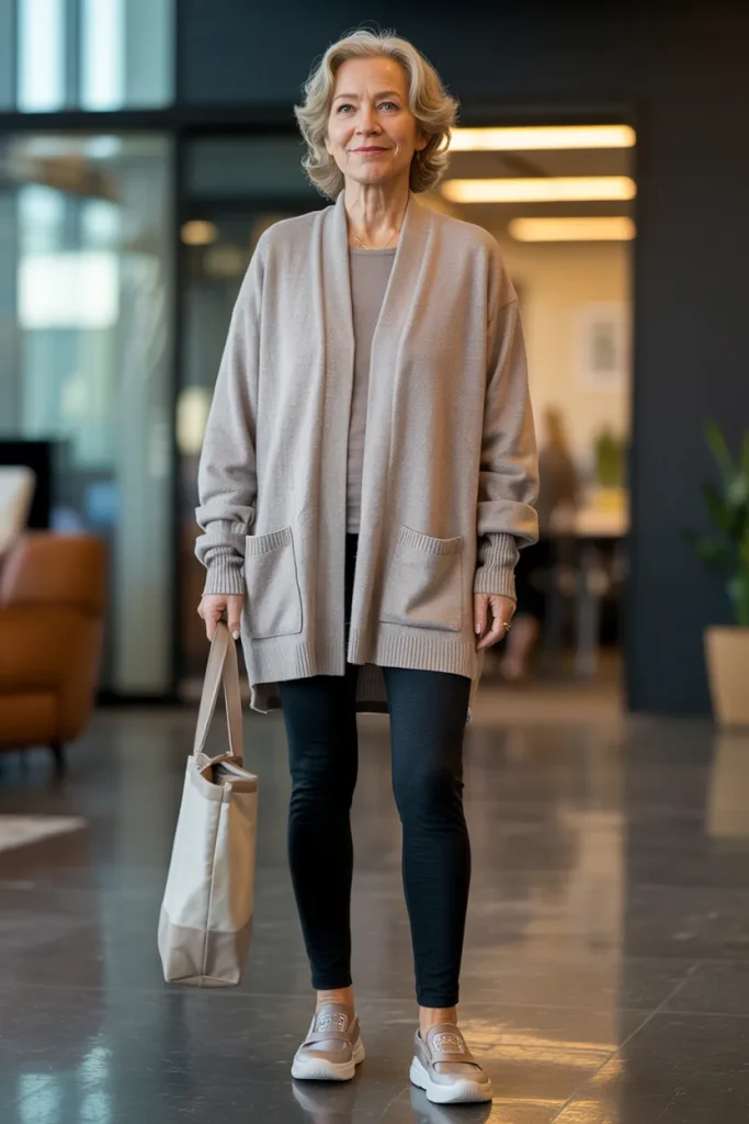 Cozy Cardigan with Black Leggings