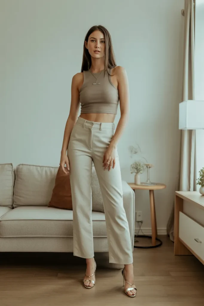 Crop Top with Straight Pant