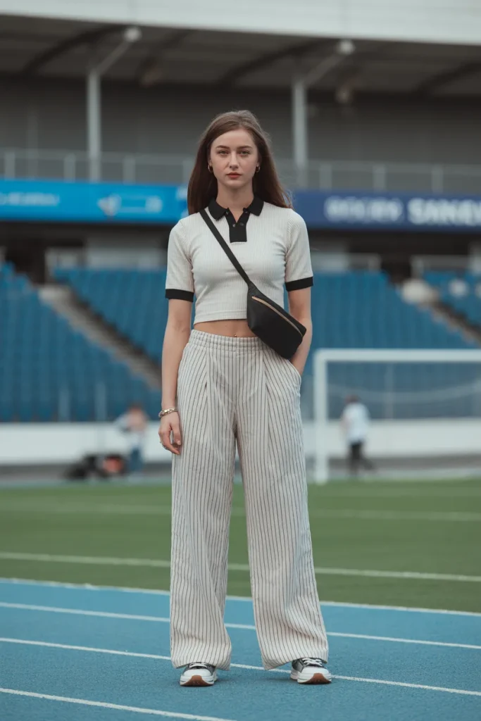 Cropped Jersey with Wide Leg Trouser
