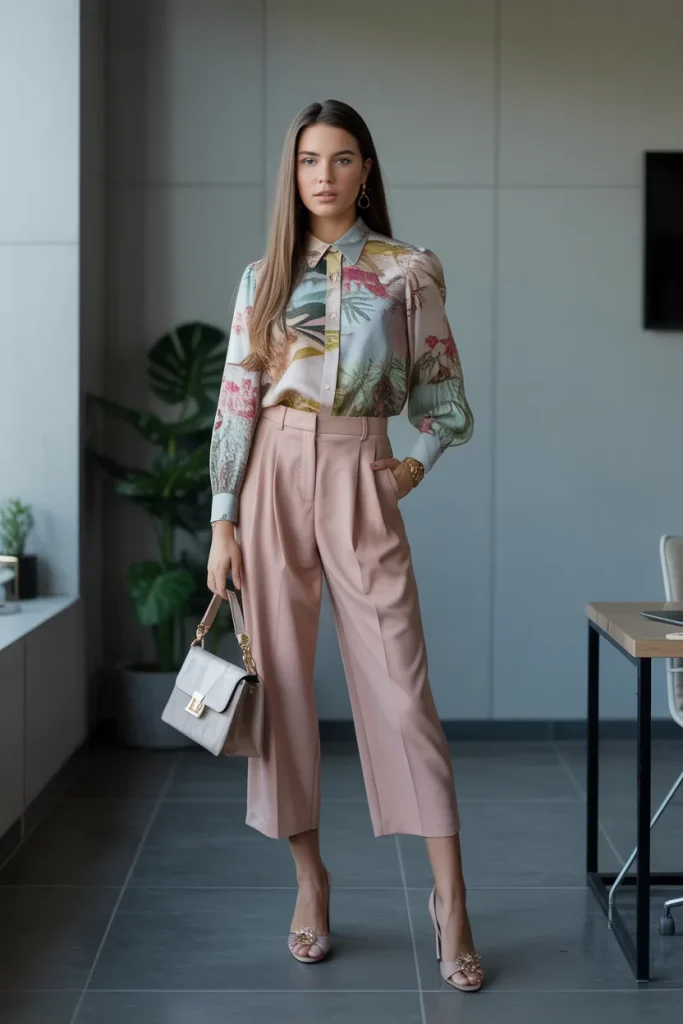 Cropped Pants and Statement Blouse