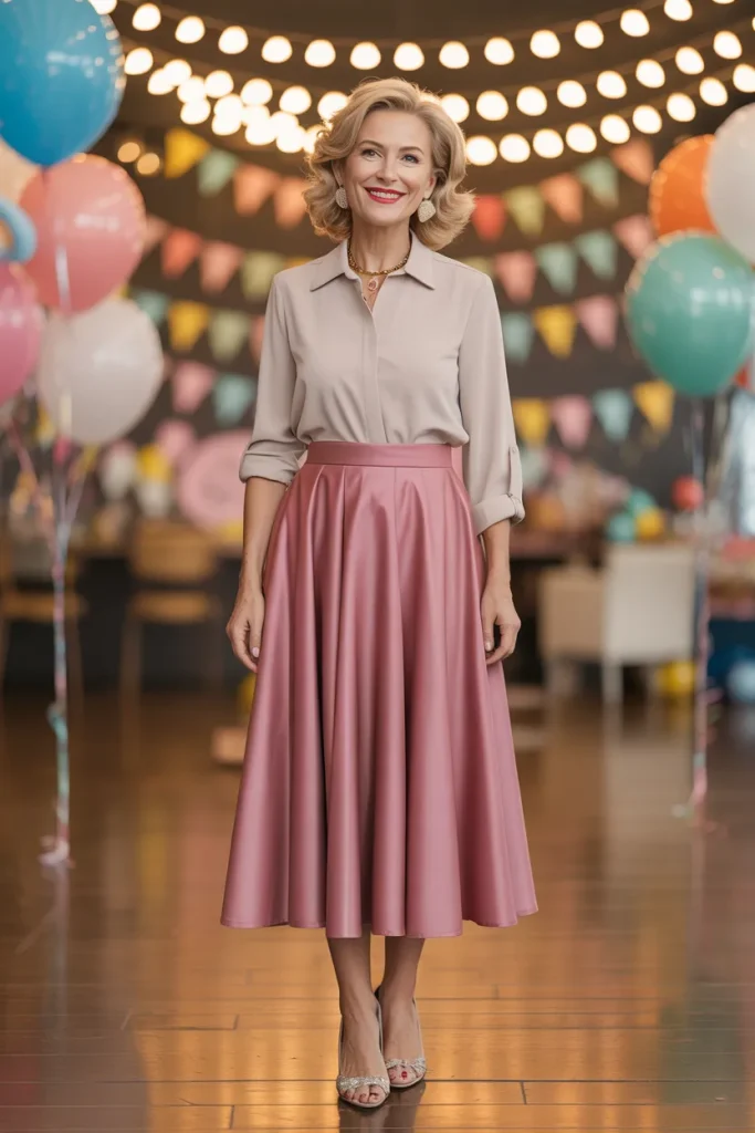 Cute Blouse with Midi Skirt