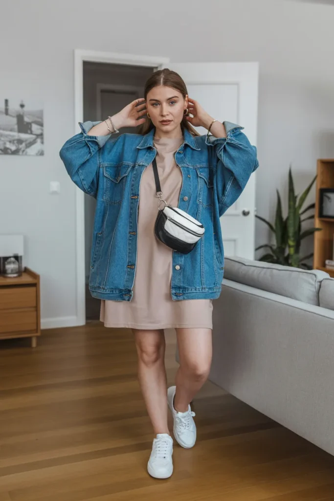 Denim Jacket with a T Shirt Dress