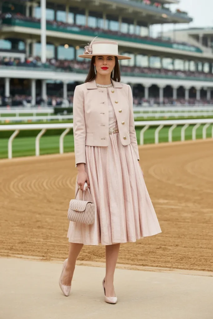 Elegant Dress Over Derby Style Jacket and Pumps
