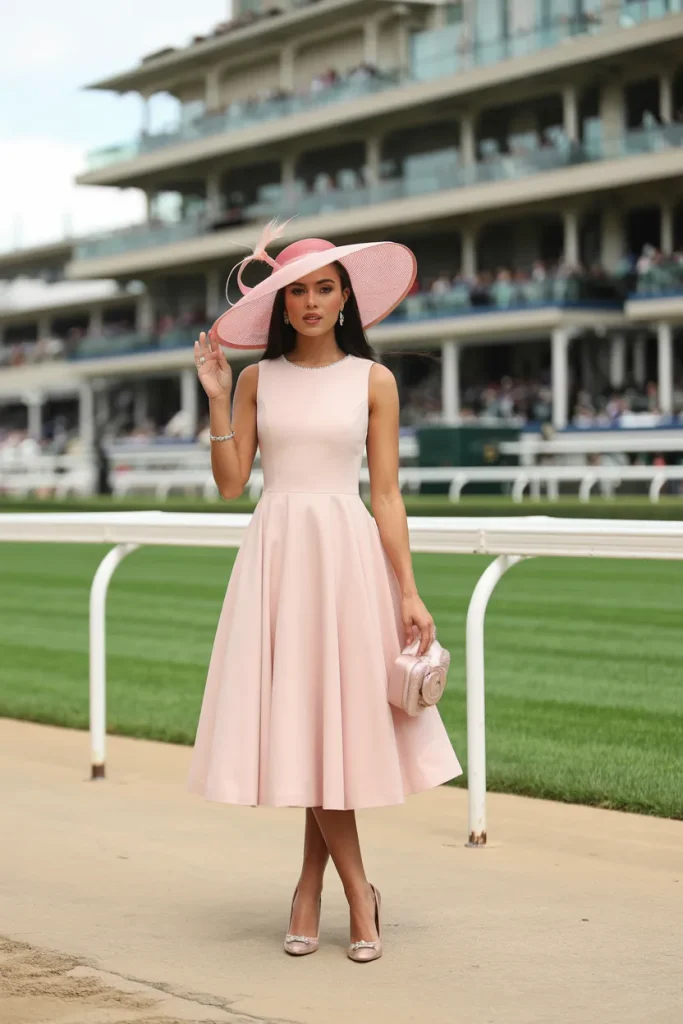 Elegant Midi Dress and Derby Style Hat