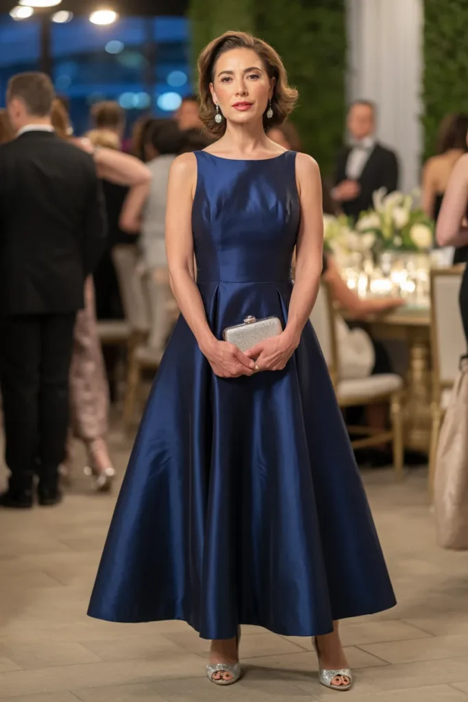 Elegant Navy Blue A Line Gown