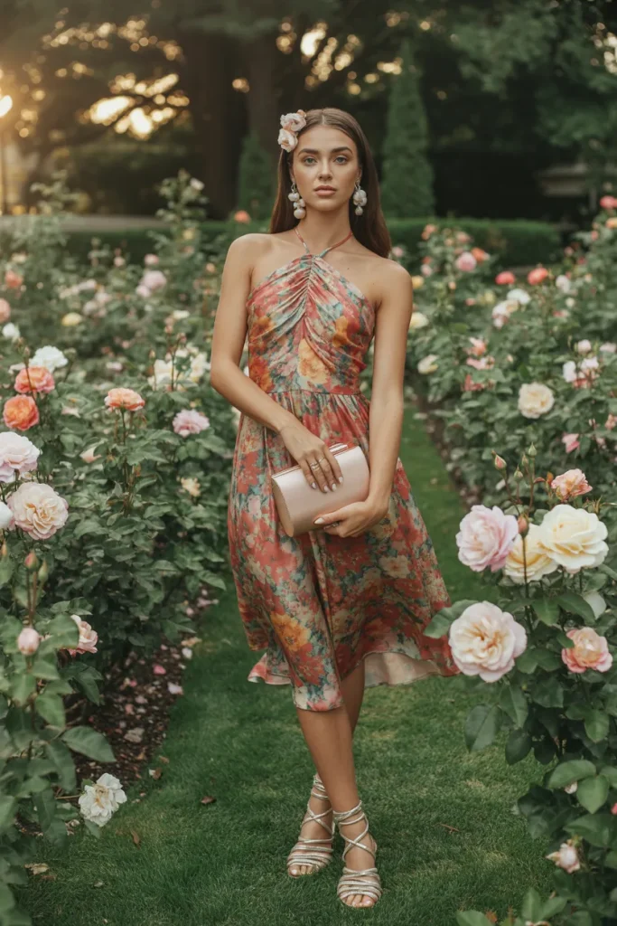 Floral Halter Neck Dress