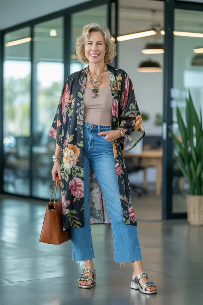 Floral Kimono with Jeans