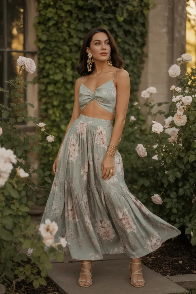 Floral Maxi Skirt and Crop Top