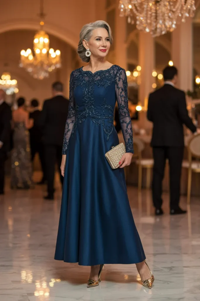 Full Sleeve Designing Long Evening Dress