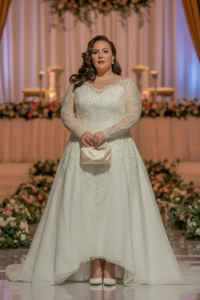Full Sleeve Wedding Dress Plus Size