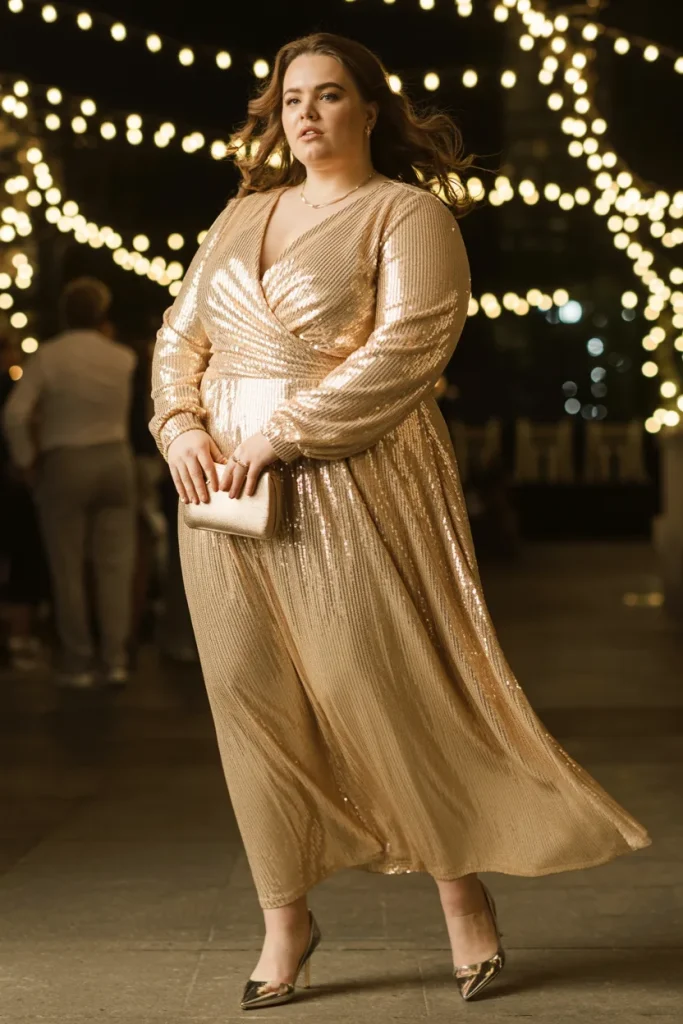 Golden Sequin Long Dress