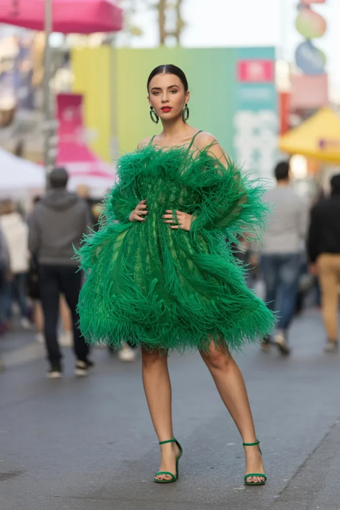 Green Feathered Costume Dress