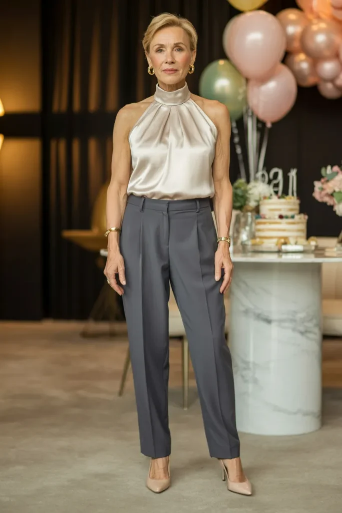 Halter Neck with Trousers for Simple Outfit