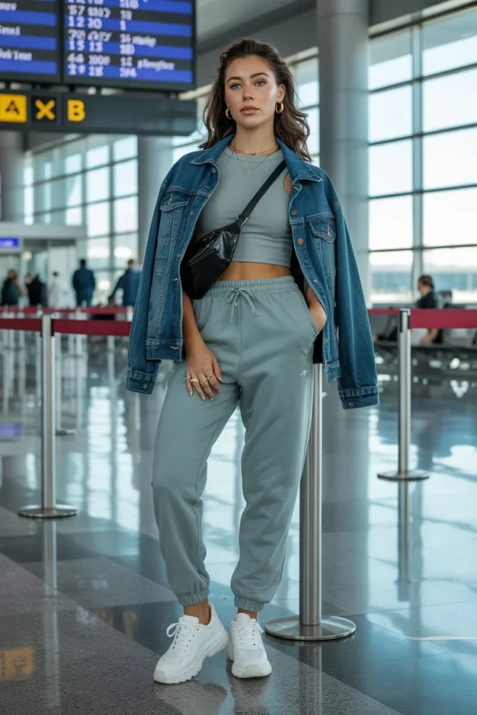 Jogger Set with a Denim Jacket