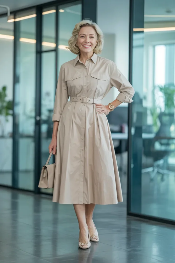 Knee-Length Shirt Dress