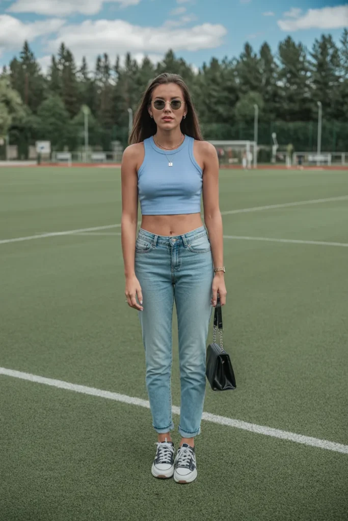 Light Blue Skinny Crop Top with Jeans
