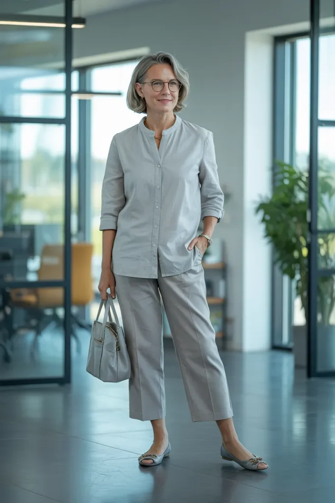 Linen Blouse with Cropped Pant