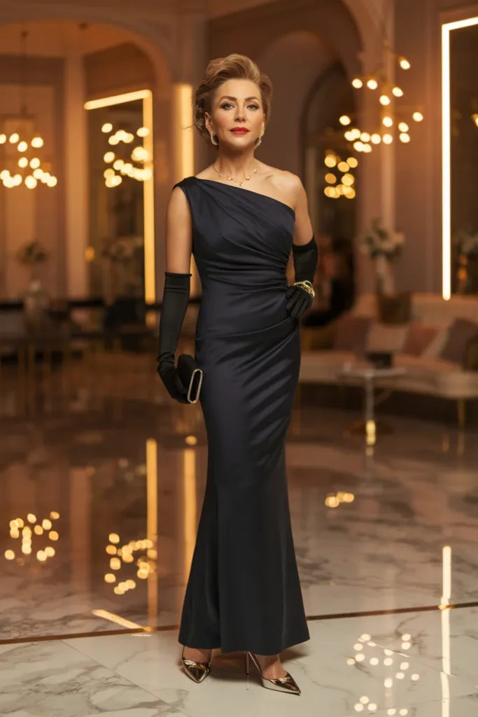 Long Skinny Dark Colour Evening Dress