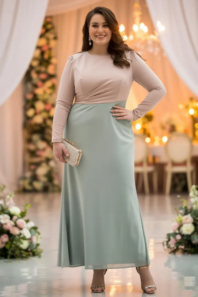 Long Sleeve Skinny Bridesmaid Dress 1