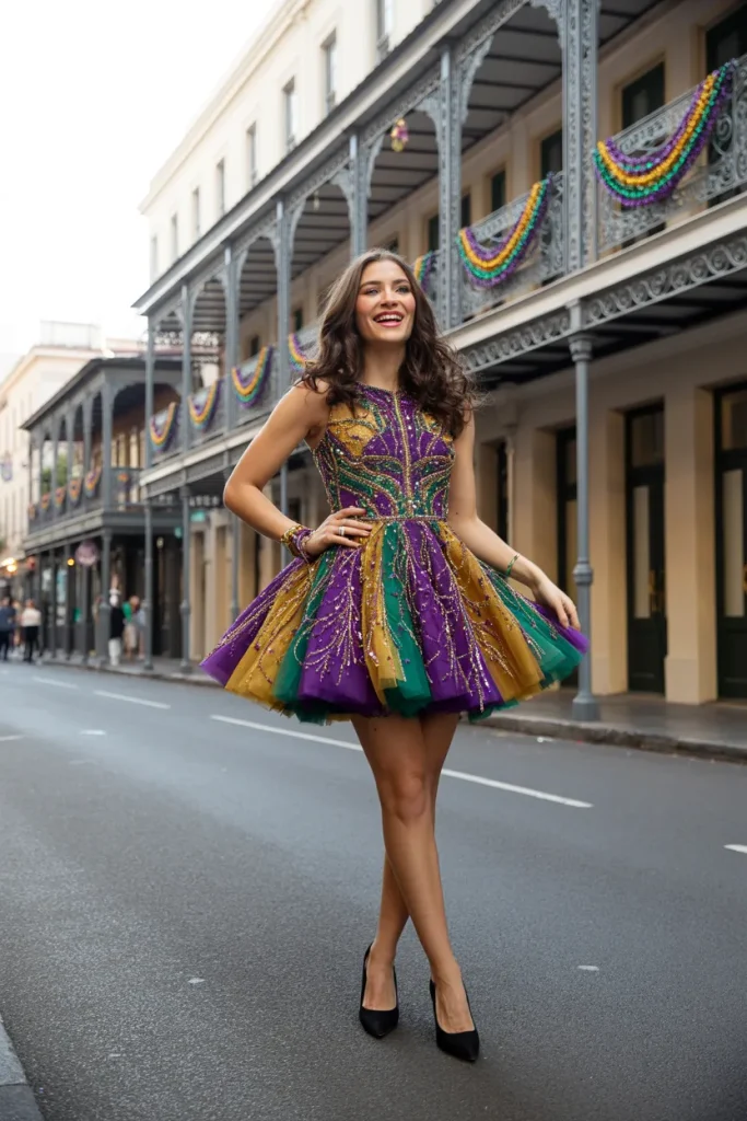 Mardi Gras Themed Skater Dress