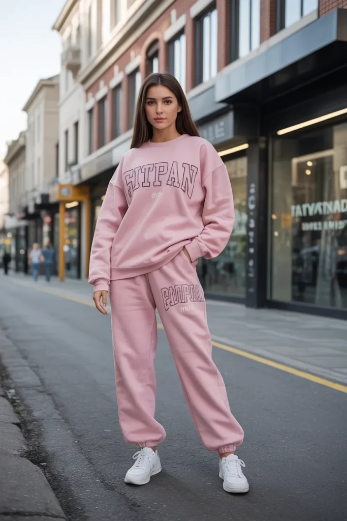Matching Graphic Pink Sweat Set