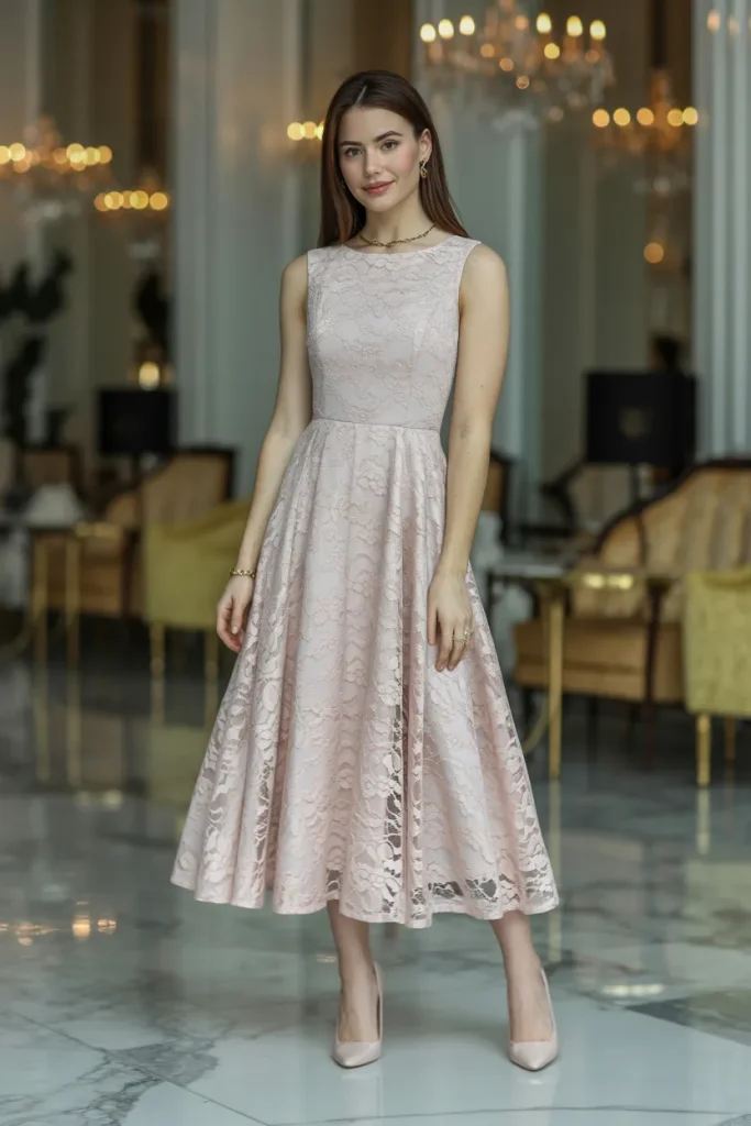 Midi Fit and Flare Lace Dress 1