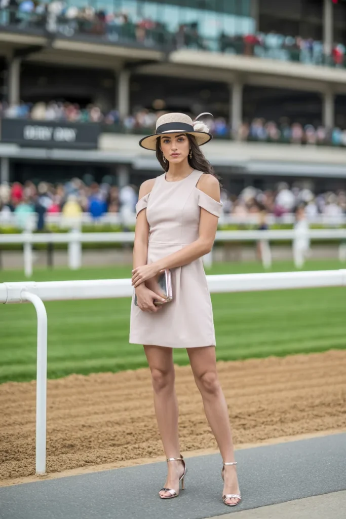Mini Cold Shoulder Dress with Derby Style Hat