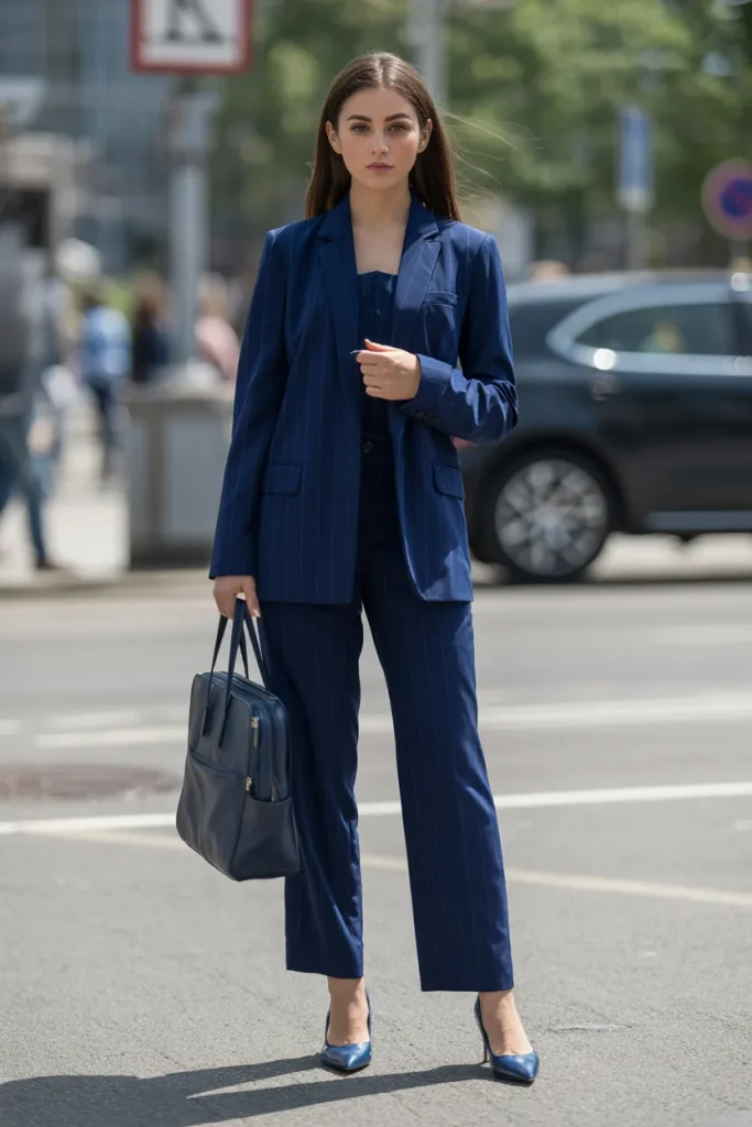 Navy Blue Blazer Set with Pumps