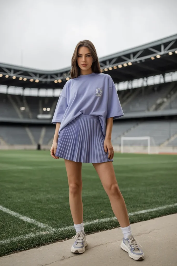 Oversized Jersey with Mini Pleated Skirt