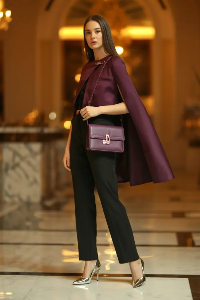 Plum Cape Statement Look